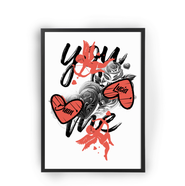 Poster corazones  personalizable texto