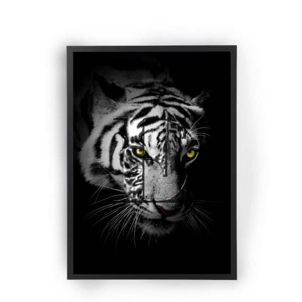 Poster tigre personalizable con inicial del Nombre (Relieve 3D)