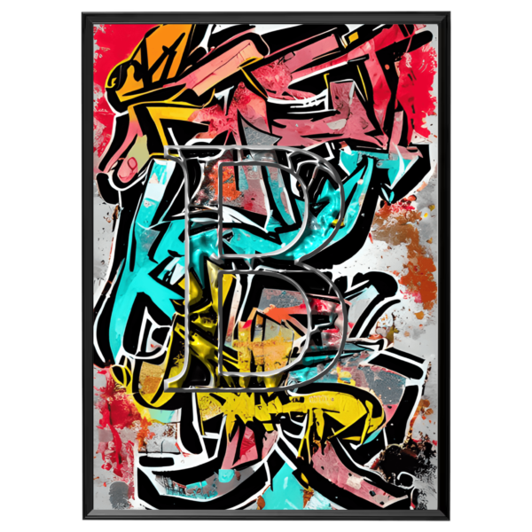 Poster personalizable grafiti con inicial del Nombre (Relieve 3D)