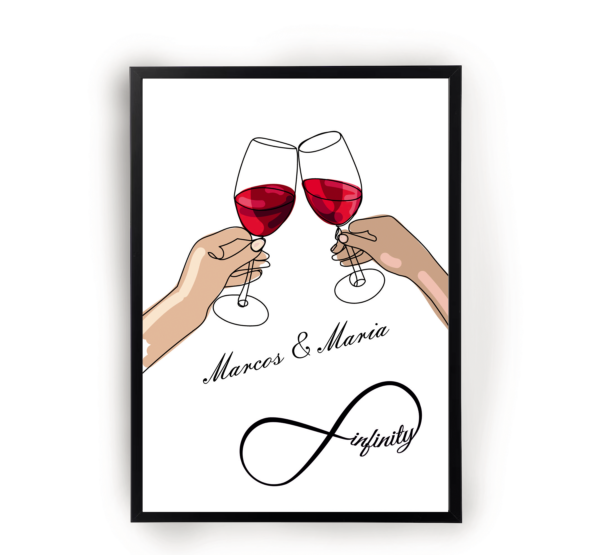 Poster Copa de vino personalizable con nombre
